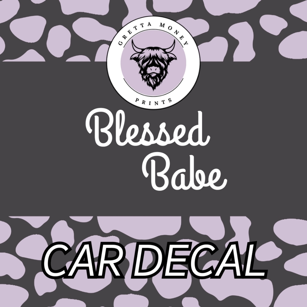 Blessed Babe Thin Handwriting Font Car Decal